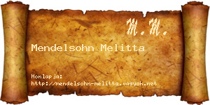 Mendelsohn Melitta névjegykártya